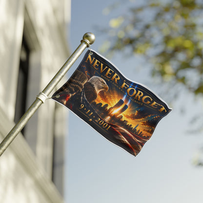 Never Forget 9/11 Memorial Flag — Double-Sided Tribute Flag with Eagle & Twin Towers